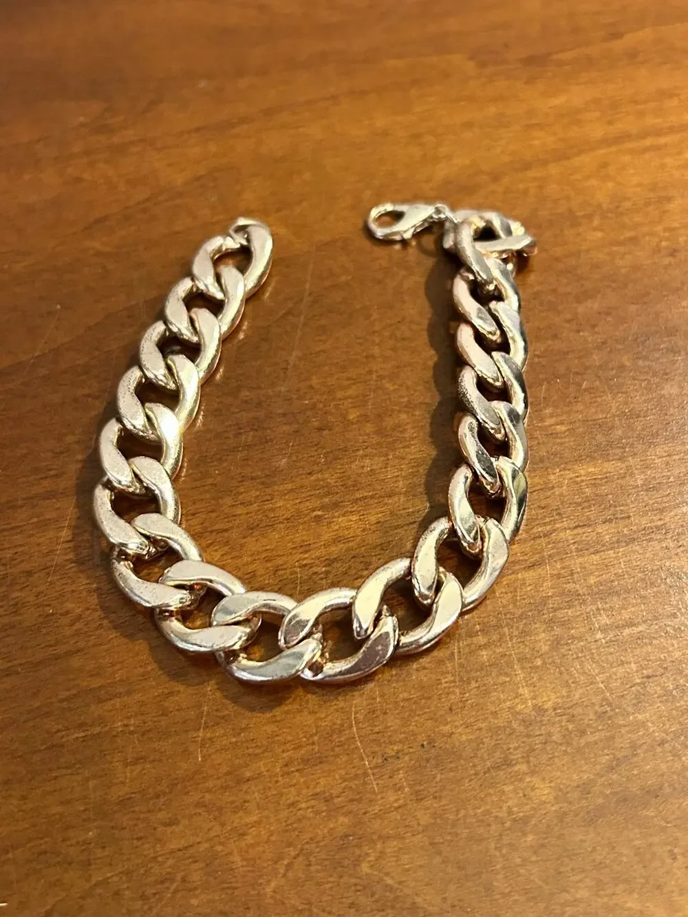 Chunky Rose Gold Cuban Link Chain Bracelet 7.5